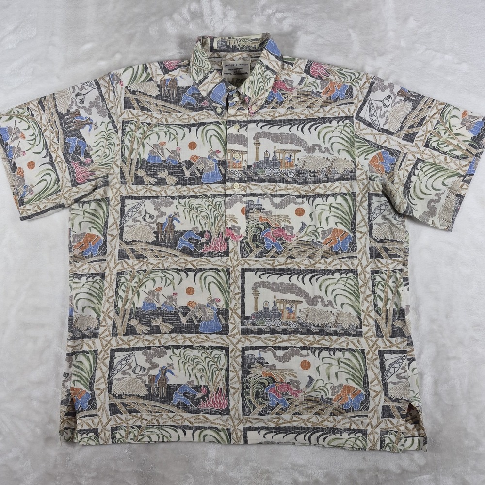 Reyn Spooner Dietrich Varez Popover Shirt Men's Large Hawaiian Train Aloha